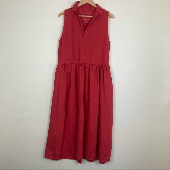 Frank & Eileen red linen “Daphne” dress medium length, sleeveless. Medium - Picture 6 of 8